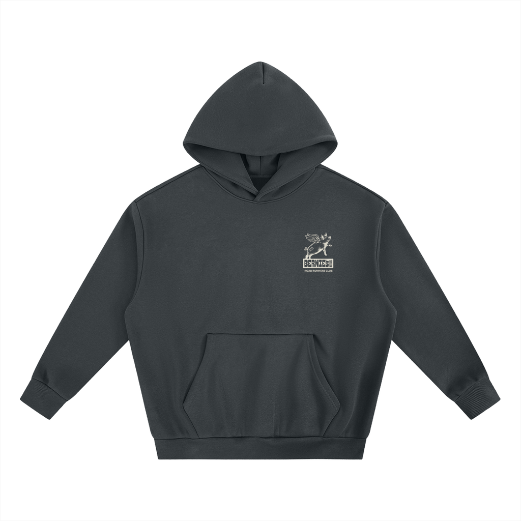 Black hoodie with a Bernie's x 557 logo on the chest against a white background